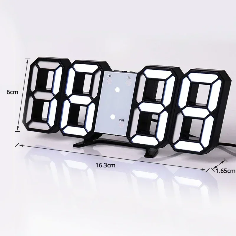 3D LED Digital Clock Wall Decoration Glow Night Mode Decoration for Home Adjustable Electronic Watch Clock Decor Clocks Garden photo 5