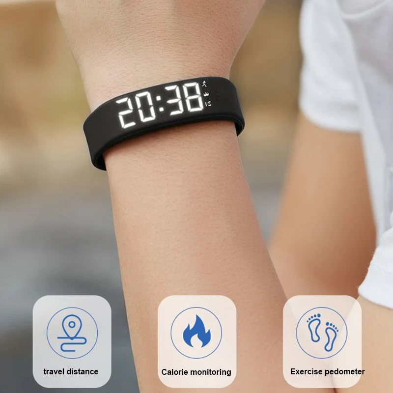Smart Bracelet LED Digital Vibration Alarm Wrist Waterproof Smart Clock Smartband With Running Pedometer Monitor Smart Band photo 3