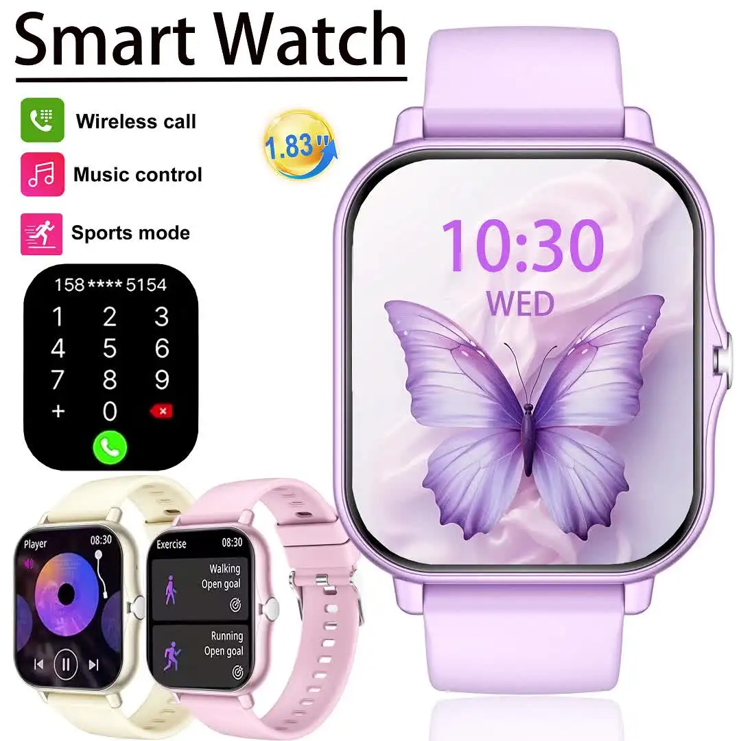 Latest Upgraded Fashion Design 1.83-inch Full-Screen Touchscreen Sports Smartwatch for Men and Women, Wireless Calling photo 1