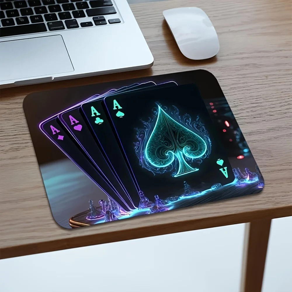 CIFBUY Small Gaming Mouse Pad Poker Ace Creative Art PC Keyboard Desk Mat HD Print Non-Slip Rubber Base Home Office Laptop Decor photo 2