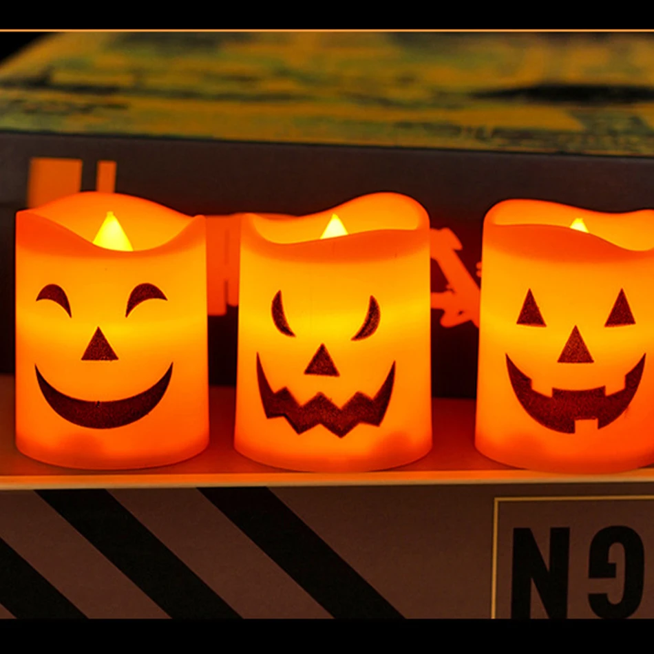 Pumpkin Lantern Candle Light Halloween Skull Ghost Face Lamp Kids Gift For Bedroom Garden Party Decoration Atmosphere Light photo 3