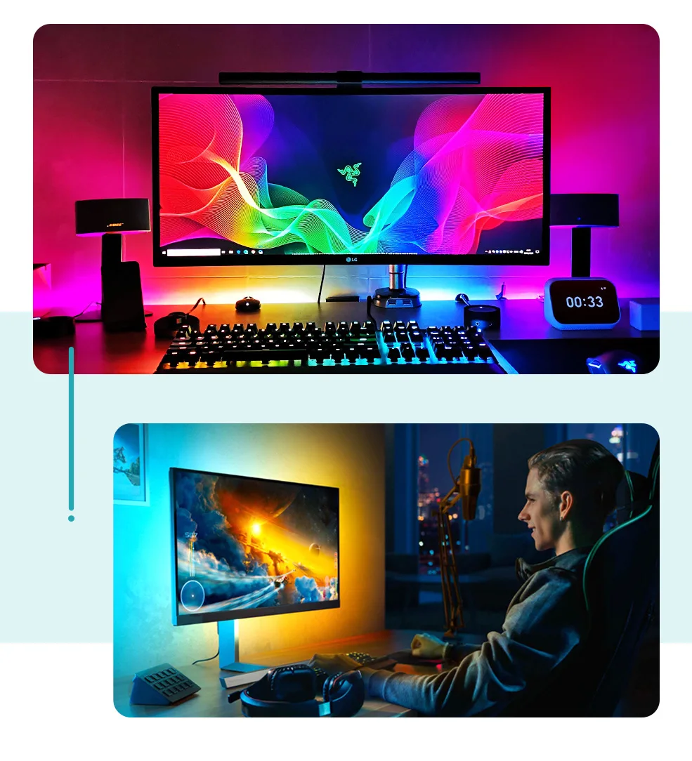DC12V WS2811 RGBIC Sync Screen Color Led Lights Strip 14"-49" Ambient RGB Led PC Backlight Gaming Computer Monitor Decor 60led/m photo 6