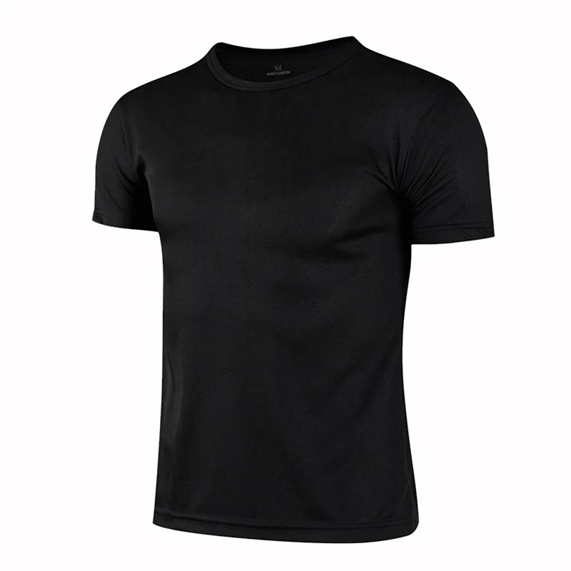 Quick-drying Round Neck Sport T-shirt Gym Jerseys Fitness Shirt Trainer Running T-shirt Men Breathable Sportswear Class Service photo 2