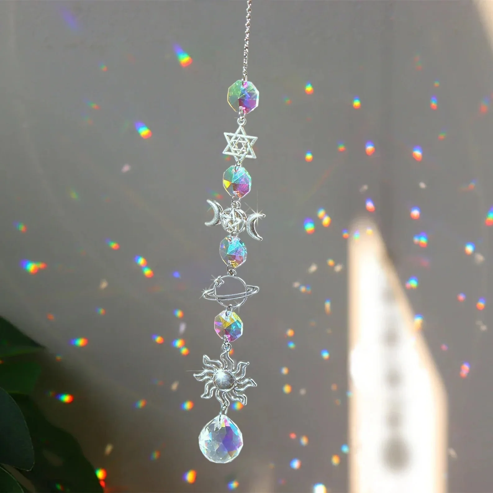 Crystal Wind Chime Rainbow Maker Sun Catcher Dream Catcher Pendant Home Garden Decor Wind Chime, Holiday, Festival, Home Decor, photo 4