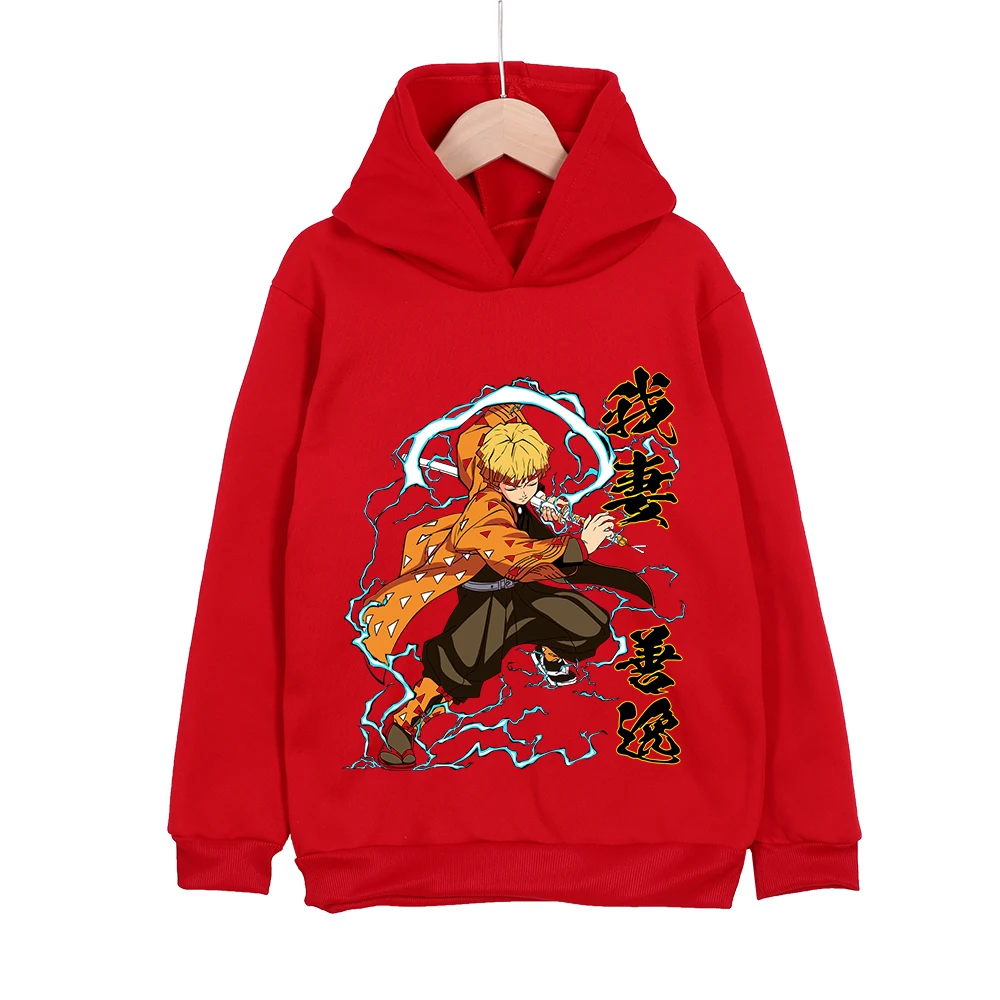 Demon Slayer Zenitsu Anime Cotton Hoodie for Kids 3-12 Boys Girls Unisex Pullover Sweatshirt Cosplay Costume photo 3