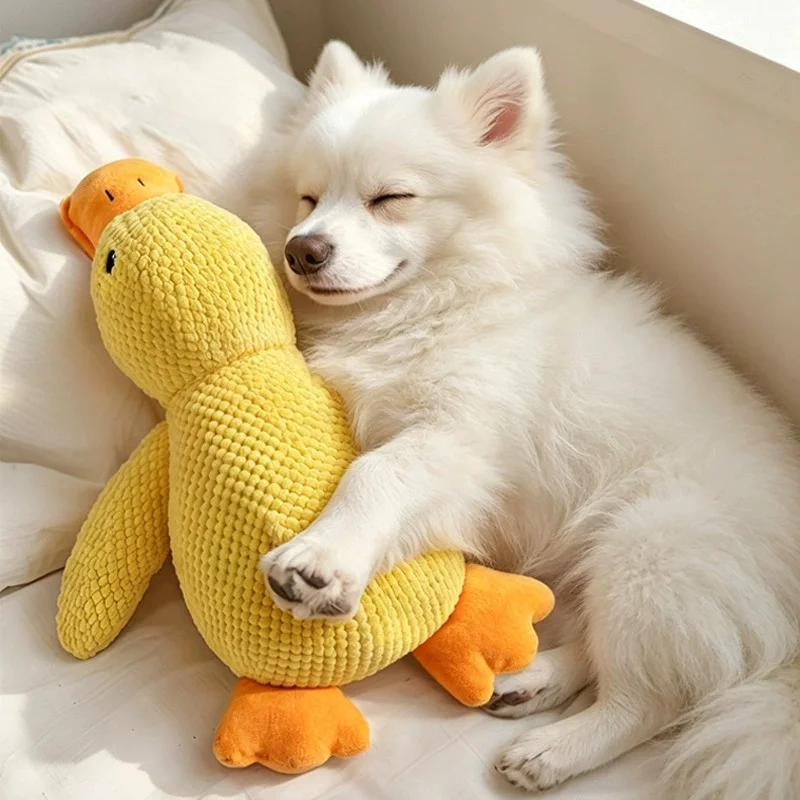 Squeaky Dog Plush Duck Toy Bite Resistant Pet Chew Toy Teeth Grinding Relief Companion Sleeping Duck for Dog Chew Play photo 5