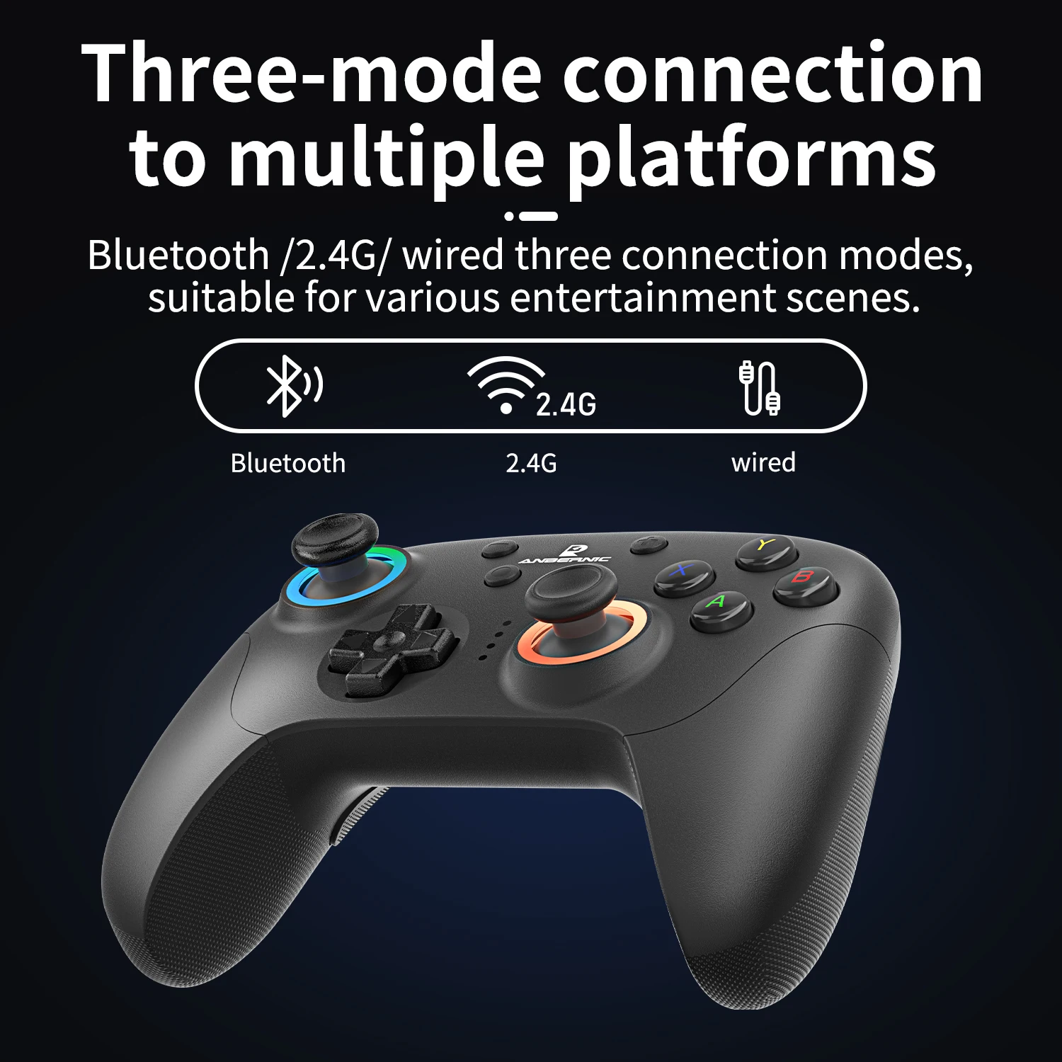 ANBERNIC RG P01 Retro Games Controller Wired/Wireless Bluetooth RGB Hall Effect Joystick XBOX Gamepad for PC Android IOS Steam photo 3