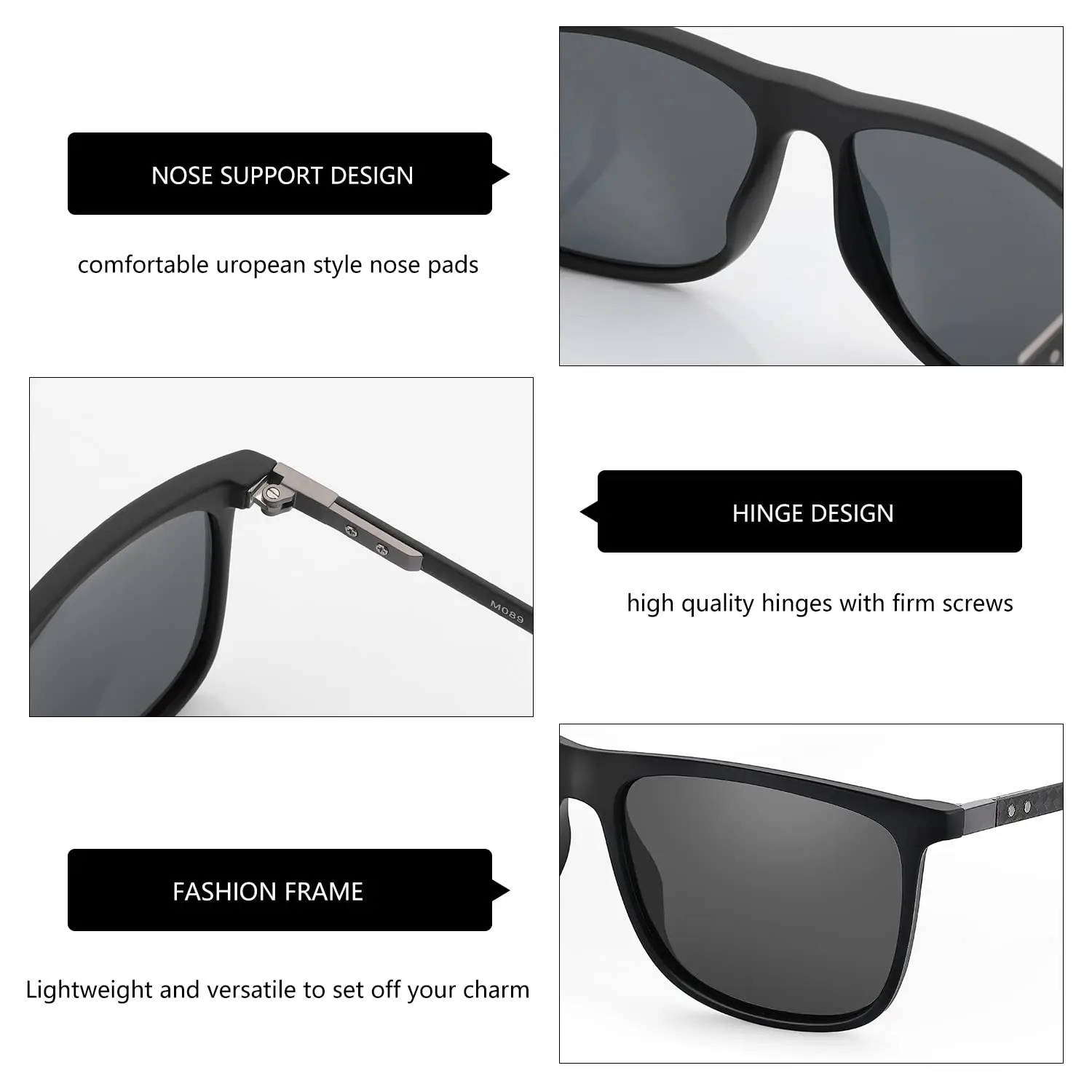 ZENOTTIC Square Polarized Sunglasses for Men Ultralight Carbon Fiber Sun Glasses Driving Fishing Golf Sports UV400 Protection photo 4