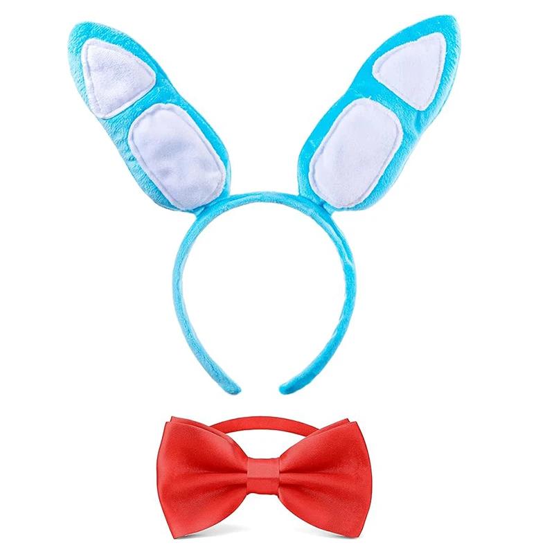 FNAF Freddy Bonnie Purple Bunny Costume Accessories Bunny Ears Headband with Red Bow Tie for Women Men Halloween Party Cosplay photo 5