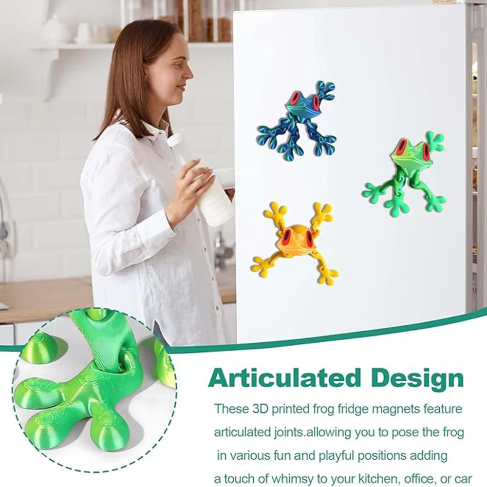 3D Printed Magnetic Articulated Frog Fidget Toy Cute Flexi Animal Model Fridge Magnet Stress Relief Sensory Gift Desktop Decor photo 5