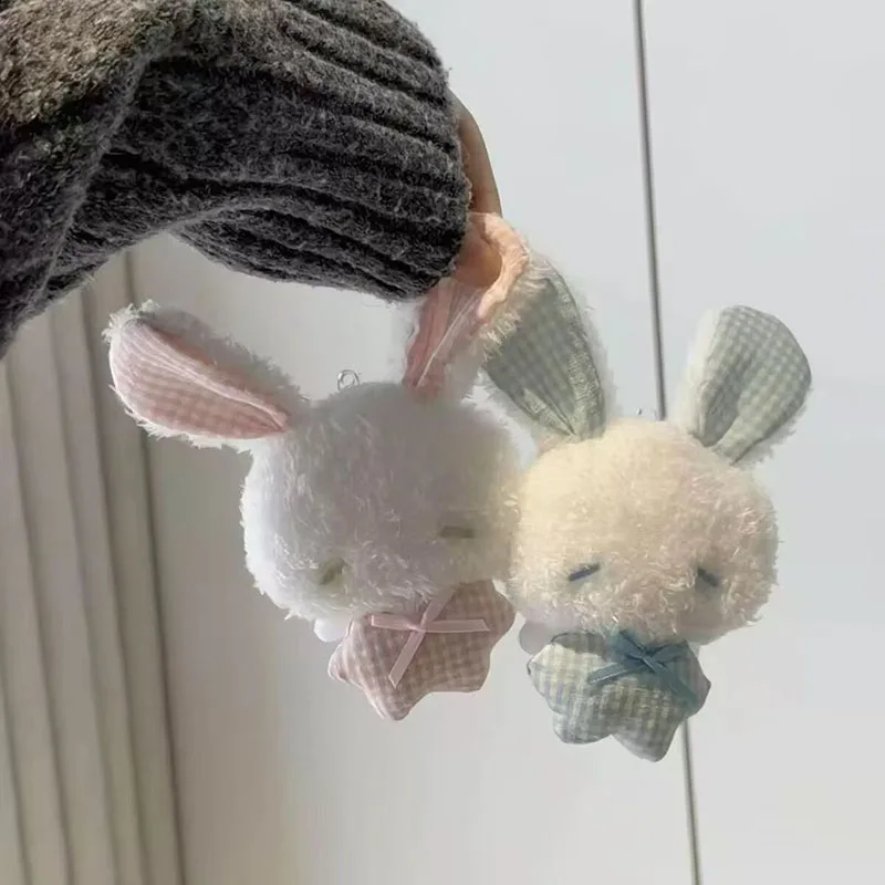 New Kawaii New Mini Angel Bunny Plush Keychain Cute Soft Rabbit Stuffed Toy Hanging Pendant photo 3