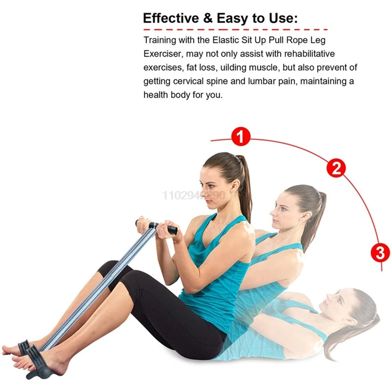 Elastic Sit Up Pull Rope Pedal Resistance Band Powerful Spring Drawstring Tummy Trimmer Equipment for Home Gym Bodybuilding photo 4
