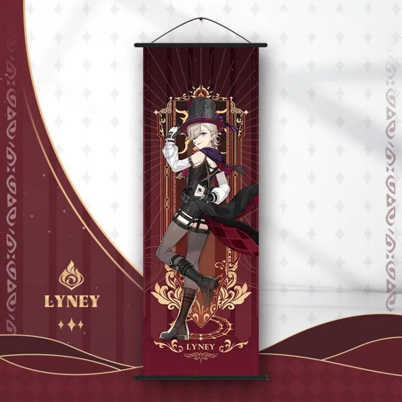 Genshin Impact Scroll Canvas Painting Columbina Sandrone Flins Home Decor Wall Hanging Anime Poster Wall Art Room Decoration photo 4