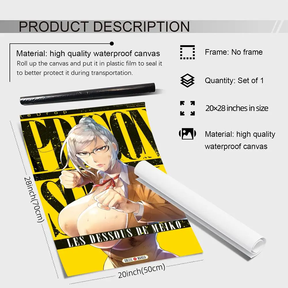 Anime P_Prison S_School Painting Calligraphy Linen Canvas Poster Wall Prints for Living Room Bedroom Office Home Decoration photo 5