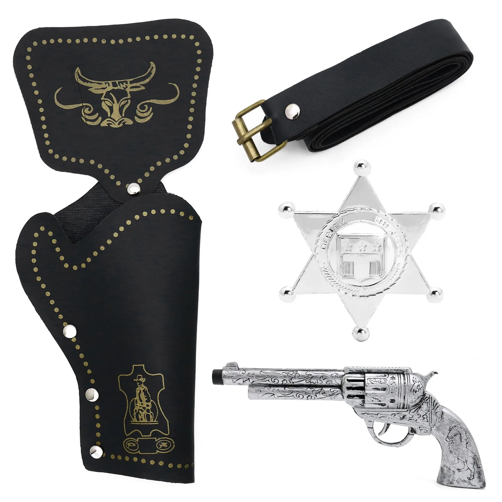 Medieval Cosplay Outfit Set Cowboy Holster Hat Toy Gun Cowboy Gun Belt Holster Clothing Accessories photo 3