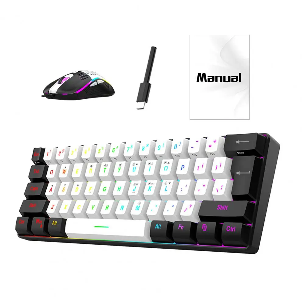 Gaming Mechanical Keyboard Rgb Mechanical Gaming Keyboard Mouse Set with 61 Wired Mini Office Kit for Universal for Gamers photo 2