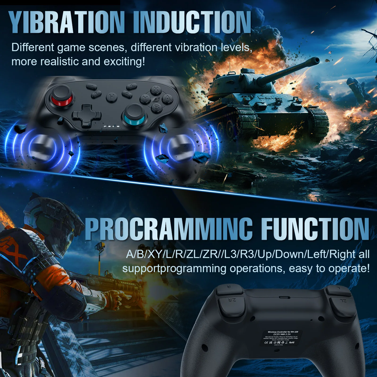 Gamepads For Nintendo Switch/Pro/OLED/PC Console Control Wireless Blue-tooth Vibration Turbo Game Joystick Controller photo 5