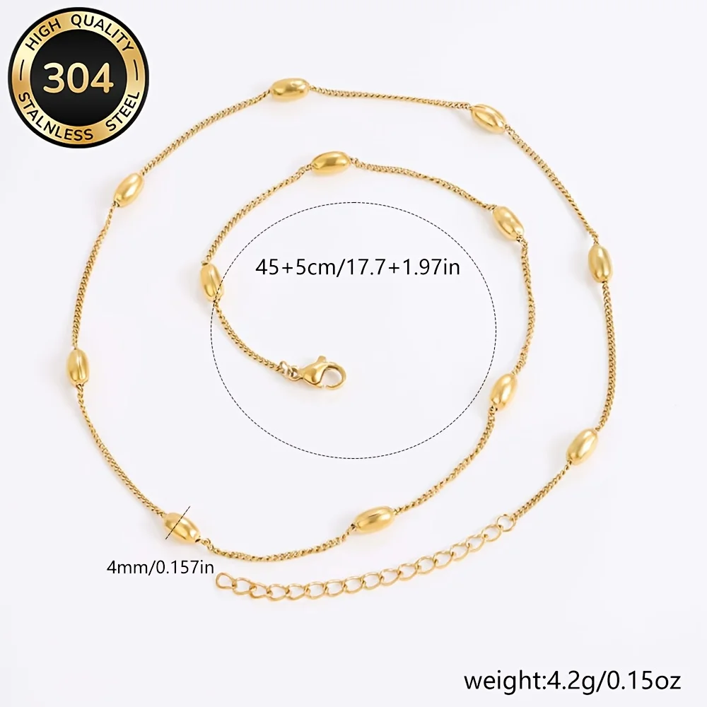 1Pcs High-Quality Stainless Steel Hypoallergenic Beaded Chain Necklace, Fade-Resistant, Comfortable and Versatile, Simple and Elegant, Suitable for Daily Wear or Parties, Fashionable Women's Necklace, Jewelry Accessory, Is a Delicate Gift for Women photo 4