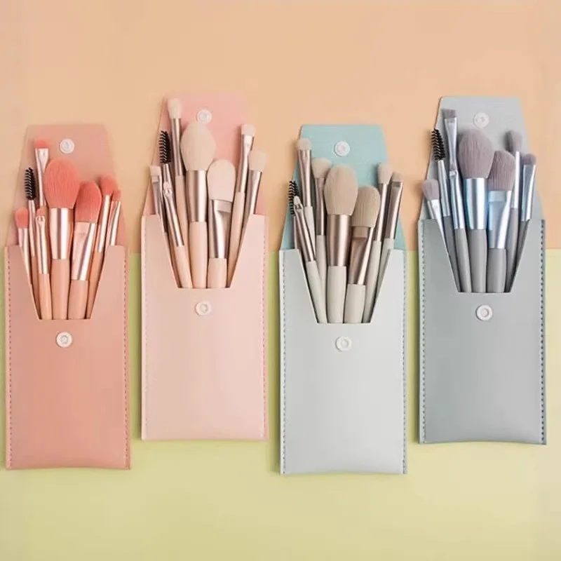 8Pcs Mini Macaron Soft Makeup Brushes Set, Portable Beginner Beauty Tools for Blush Eyeshadow, Complete Cosmetic Brush Kit photo 1