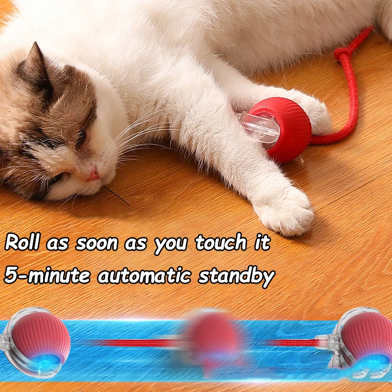 New Cat Interactive Ball Toy Automatic Rolling Ball Faux Tail Rechargeable Smart Pet Electric Toy Dog Cat Training Imitate Mouse photo 4