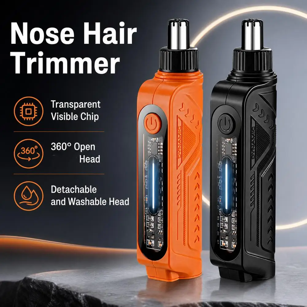 Rechargeable Nose Ear Hair Trimmer 360° Rotatable Anti‑Pinch Washable Detachable Head Type‑C Charging Portable Men Grooming Tool photo 2