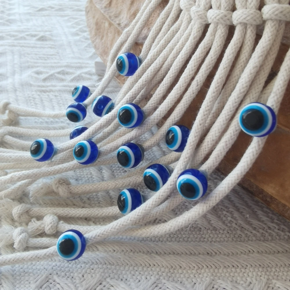 Macrame Wall Hanging with Lucky Eye Turkish Evil Eye Cotton Woven Tapestry for Home Decor Bedroom Decoration House Gift photo 5