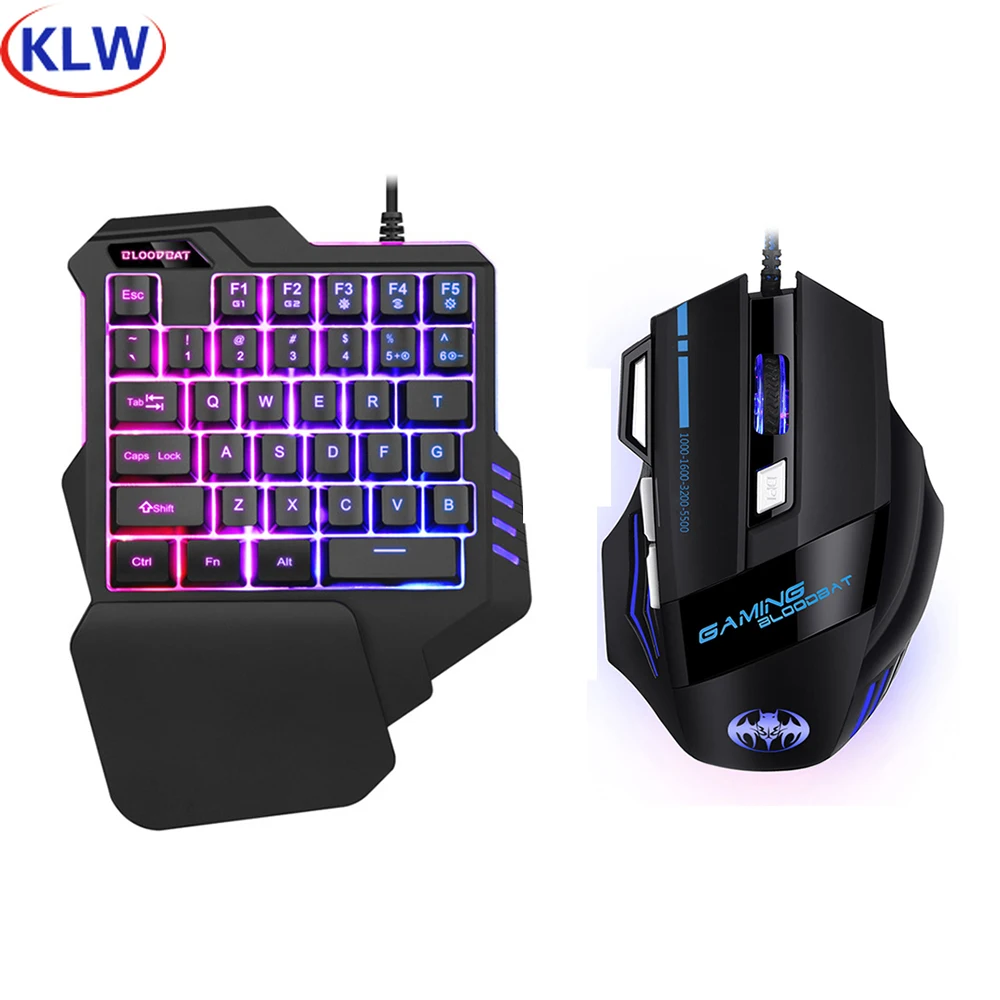 RGB Backlit Gaming Keyboard And Mouse Combo One-Handed Keypad with 3200 DPI Mouse Game Converter for PS4 Xbox Nintendo Switch photo 1