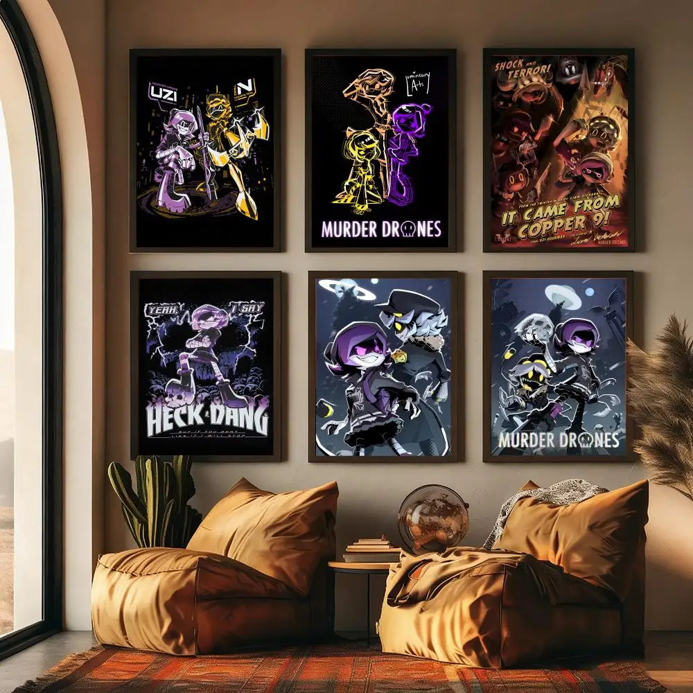 Anime M-murder Drones Painting Calligraphy High-Quality Cotton Canvas Poster Wall Art for Living Room Modern Coffee House Decor photo 2