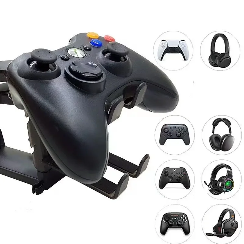 New 2In1 Gaming Headphone Stand Adjustable Desk Edge Hook Gamepad Headset Desk Hanger Rotation Headset Support Earphone Holder photo 2