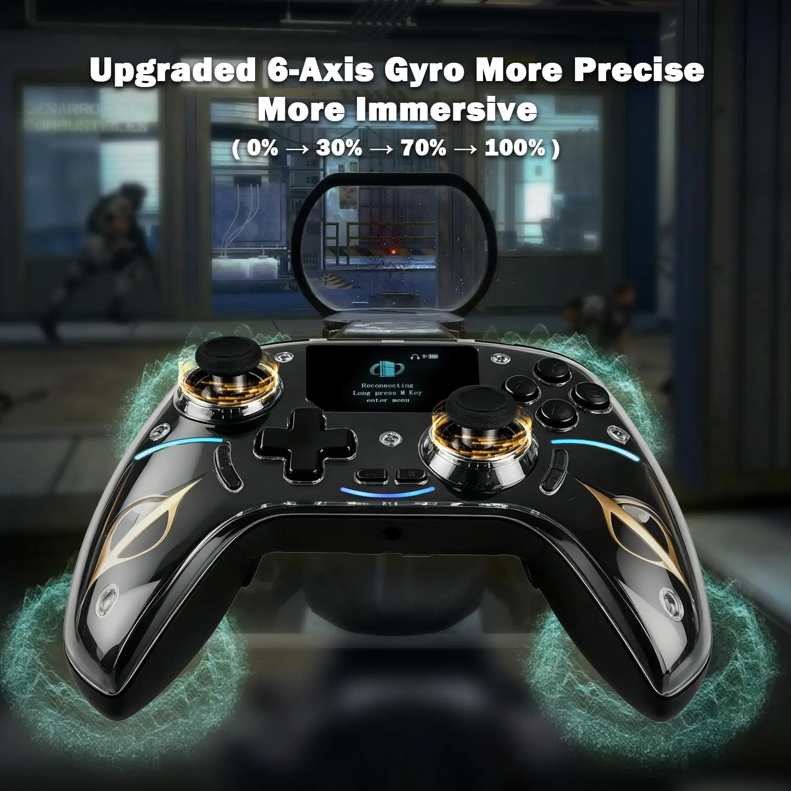 Smart Screen Wireless Game Controller, PS4 Gamepad with Display Hall Effect Joystick Trigger For IOS Andriod Table Steam Switch photo 6
