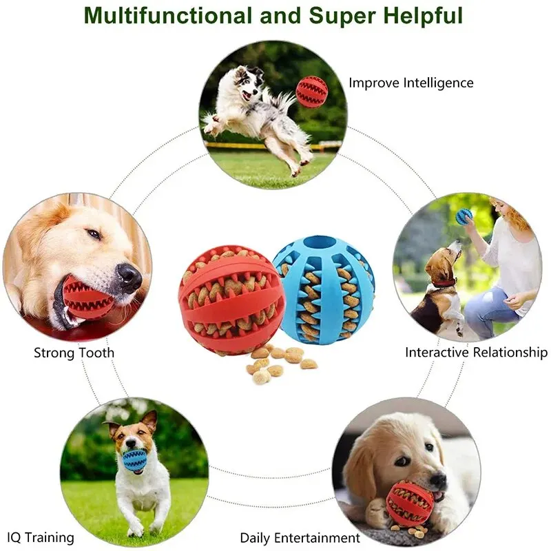 Dog Toy Ball, Nontoxic Bite Resistant Toy Ball for Pet Dogs Puppy Cat, Dog Pet Food Treat Feeder Chew Tooth Cleaning Ball photo 5