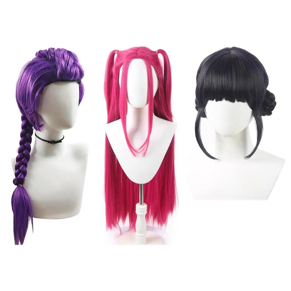 33.5-inch Purple Long Braid With Side Ponytail Integrated Tiger Mouth Clamp Children's Wig Halloween Costume Party Cosplay photo 1