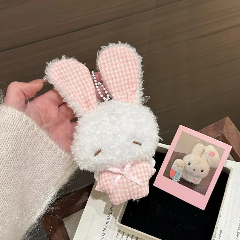 New Kawaii New Mini Angel Bunny Plush Keychain Cute Soft Rabbit Stuffed Toy Hanging Pendant photo 6