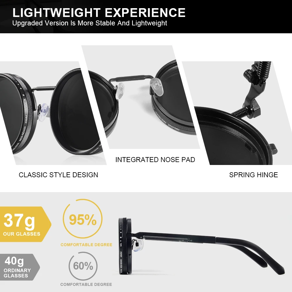 CRIXALIS Polarized Round Sunglasses ND9 Adjustable Dimming Men Women Retro Punk Men's Fishing Eyeglasses Outdoor Shades UV400 photo 5