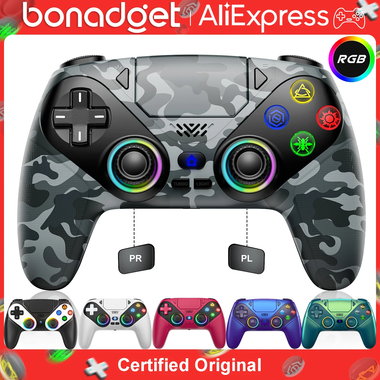Controller For Playstation 5 PS5/PS5 Pro/Slim/PC Gamepads W/Hall Effect RGB Wireless Game Control Joystick Marco/Turbo Program photo 1