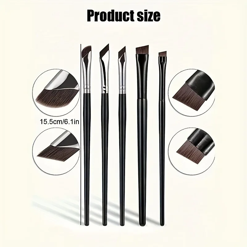 5Pcs Eye Makeup Brush Set, Oblique Flat Blade Eyeliner Brush Sickle-Shaped Angled Eyebrow Brush for Eye Makeup photo 4