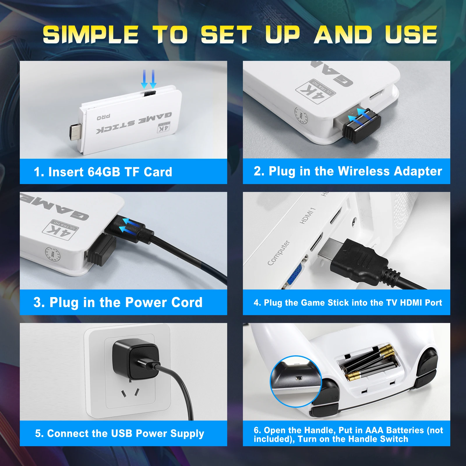 M15 4K TV Retro Handheld Game Console Stick 2.4G Dual Wireless Controller 20000+ Classical Games 23 Classic Emulaters photo 5