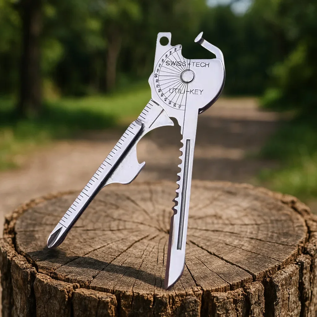 1PC 6-in-1 Stainless Steel EDC Multi Tool Utili-Key - Keychain Pocket Cutter Knife Screwdriver Unboxing Tool photo 3