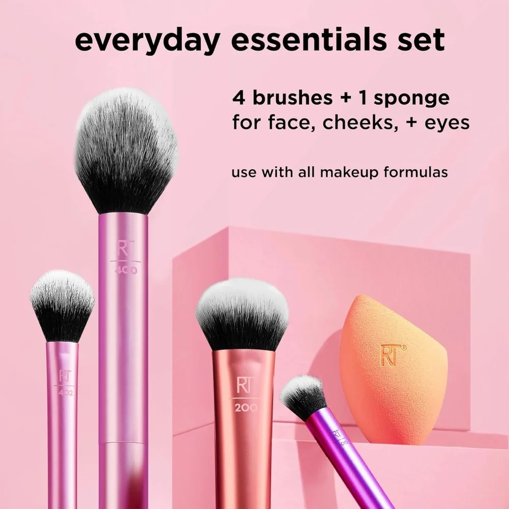 2026 Real Techniques 6 Piece Everyday Essentials Makeup Brush Set Sponges Blush Bronzer Contour Eyeshadow Powder Travel Gift Set photo 3