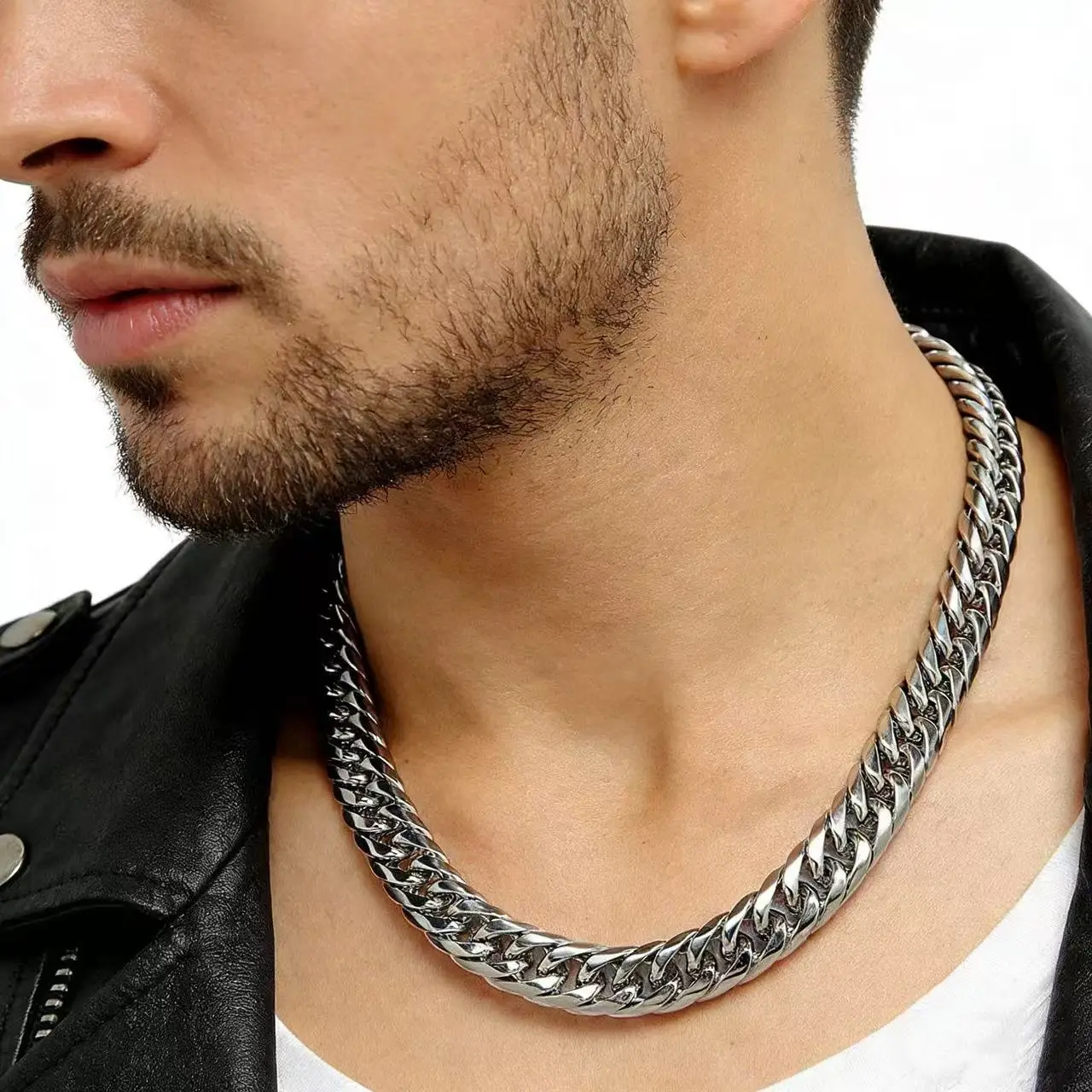 HNSP Stainless Steel Waterproof Cuban Link Chain Necklace For Men Jewelry Thick Heavy Chain 8/10/12/14MM Punk Rock Accessories photo 2