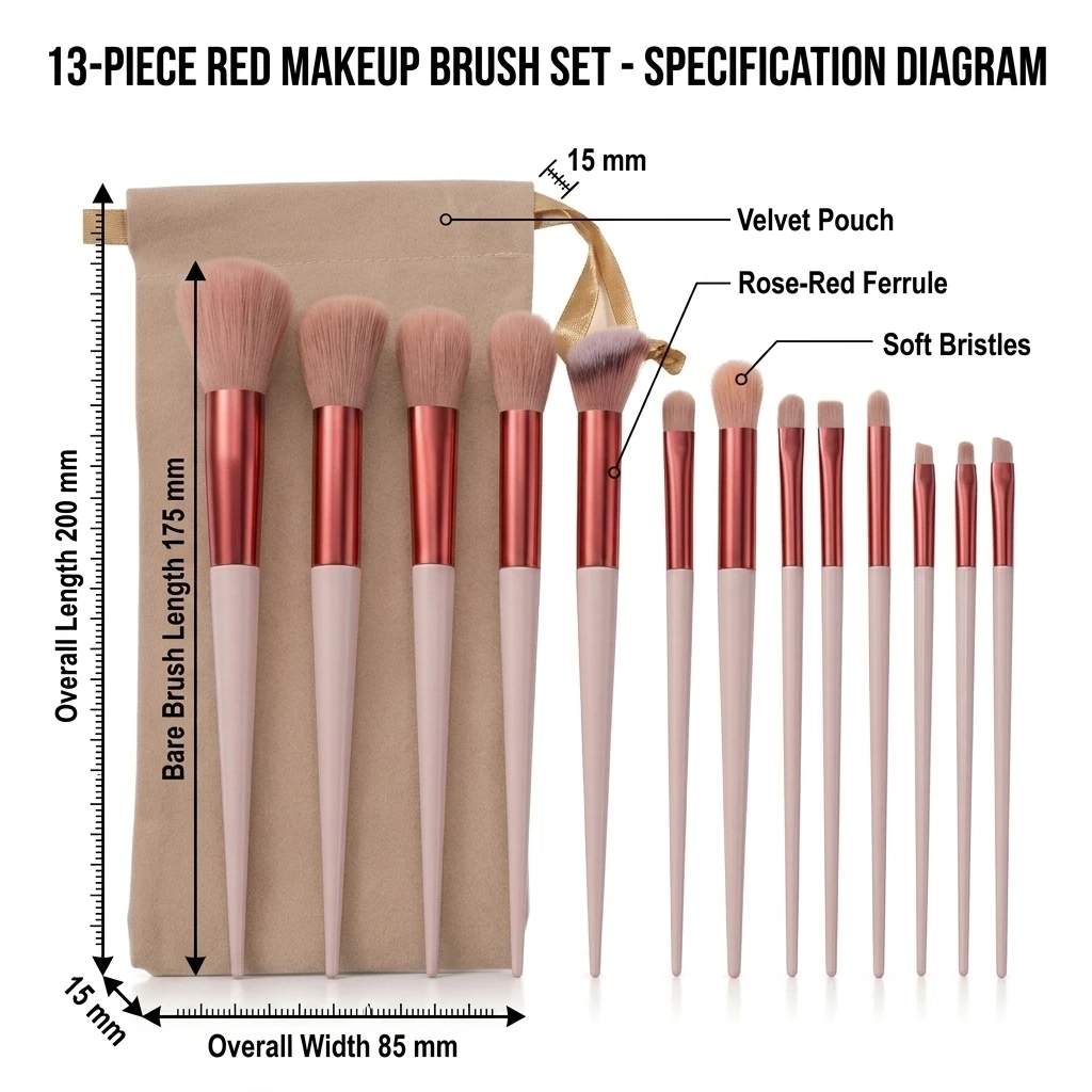 13 PCS Makeup Brushes Set Eye Shadow Foundation Women Cosmetic Brush Eyeshadow Blush Beauty Soft Make Up Tools Bag photo 6