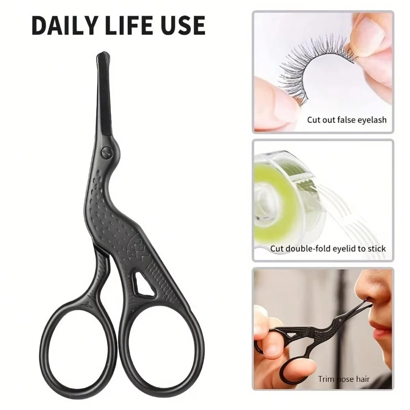 Nose Hair Scissors, Stainless Steel Rounded Tip Trimmer, Precision Eyebrow Scissor, Safe Facial Hair Grooming Tool, Compact for photo 2