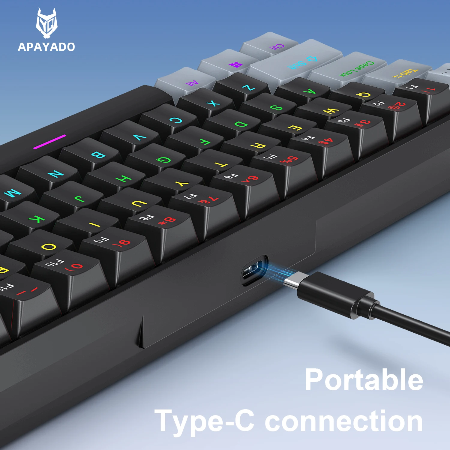 K61 60% Mechanical Keyboard Wired RGB, 61 Keys Mini Gaming Keyboard, Phantom RGB, Red/Blue Switch, Ergonomic, Portable for Gamer photo 3