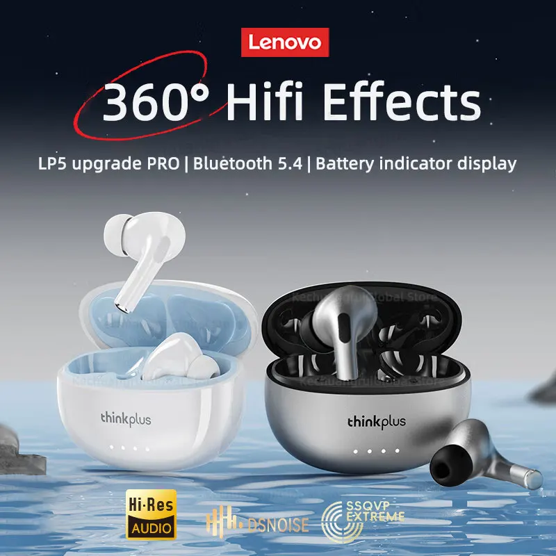 Lenovo LP5 PRO Wireless Bluetooth 5.4 Earphones TWS HiFi Sound Headphones Gaming Sports Earbuds LP5Pro Headset with Mic 2026 photo 3
