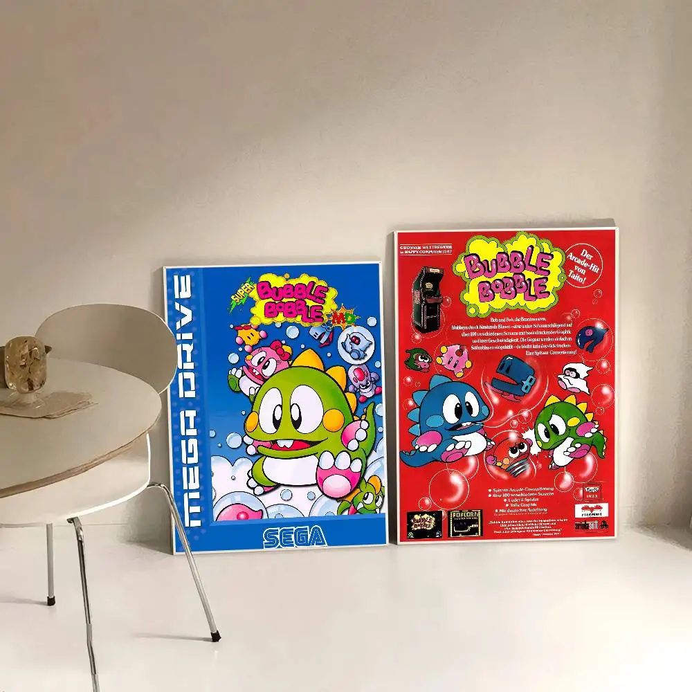 Arcade Game B-Bubble-B-Bobble Anime Posters Sticky Decoracion Painting Wall Art White Kraft Paper Wall Decor photo 3