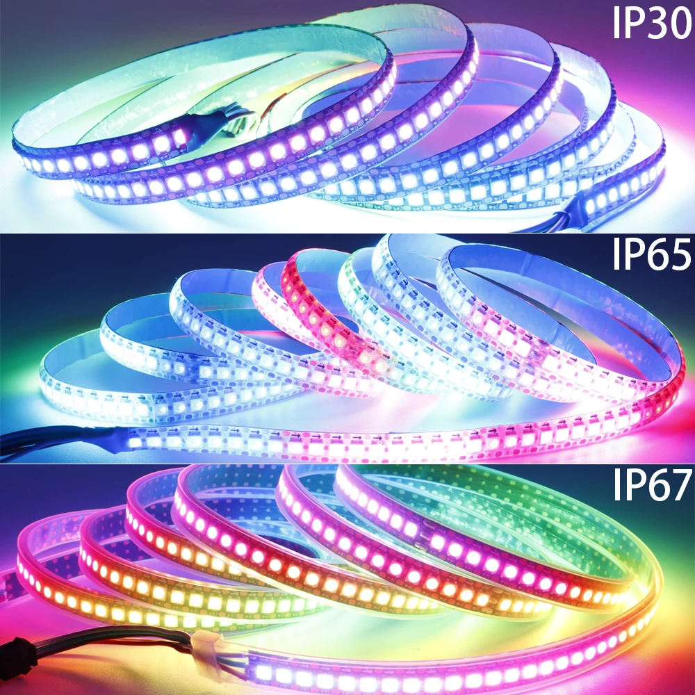 DC12V WS2815 5050 Smart RGB Pixels LED Strip DC5V WS2812B Individually Addressable IC 30/60/74/96/144/Leds/M WS2812 Tape Light photo 5