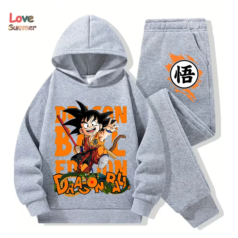 Anime hoodie pant 2pcs3-14 Years Kids Tracksuit DragonBall Clothes Goku Hoodie Boys Girls Sporty suit Ideal Daily Outdoor Wear photo 3