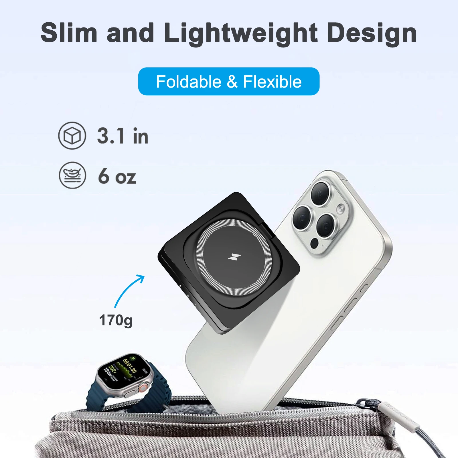 Magnetic Wireless Charger 3-in-1 Folding Fast Charging Station Foldable Travel for Magsafe  iPhone 17/16/15/14/13 Watch Airpods photo 2