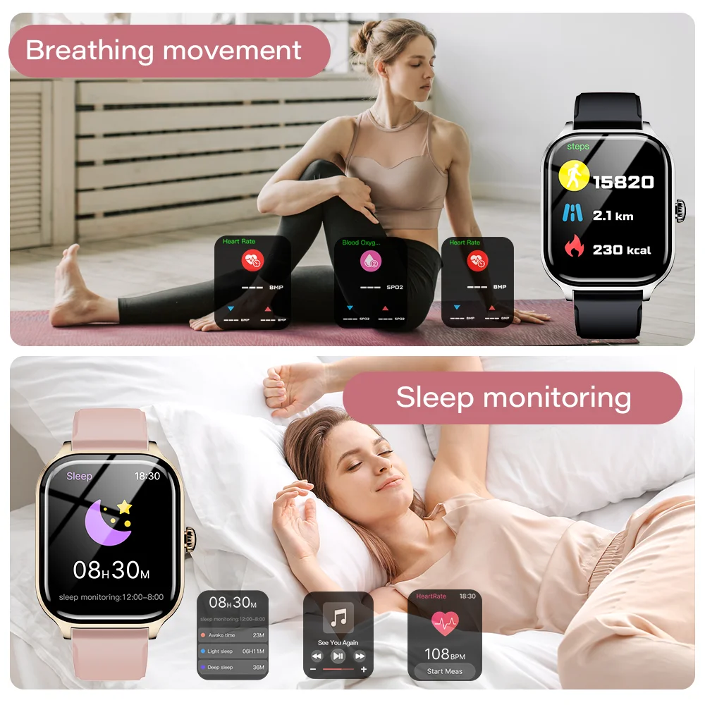 LAXASFIT 2025 New Smart Watch Bluetooth Call Message Reminder 24 Hour Health Monitoring Smart Watch Gift for Men and Women photo 5