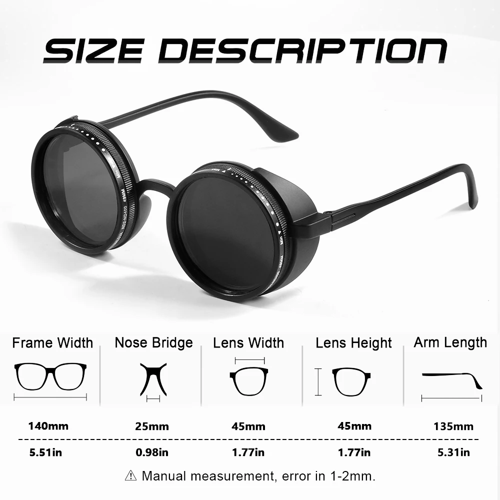 CRIXALIS Handmade ND Adjustable Sunglasses 1~9 Manual Dimming Glasses Fishing Filter UV400 Retro Steampunk Polarized SunGlasses photo 2